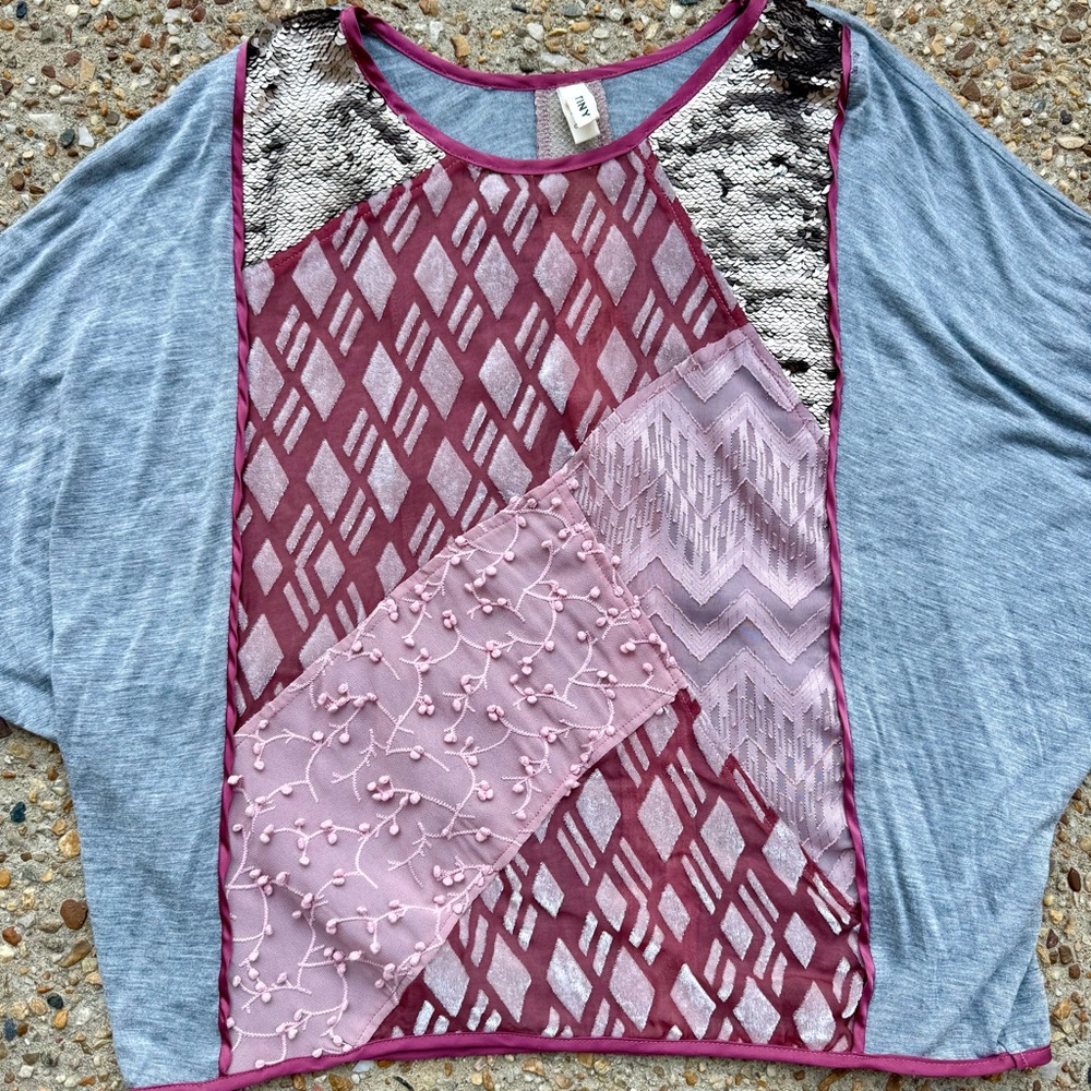 Anthro Tiny Patchworkvelvet Sequin Dolman Sleeve … - image 3